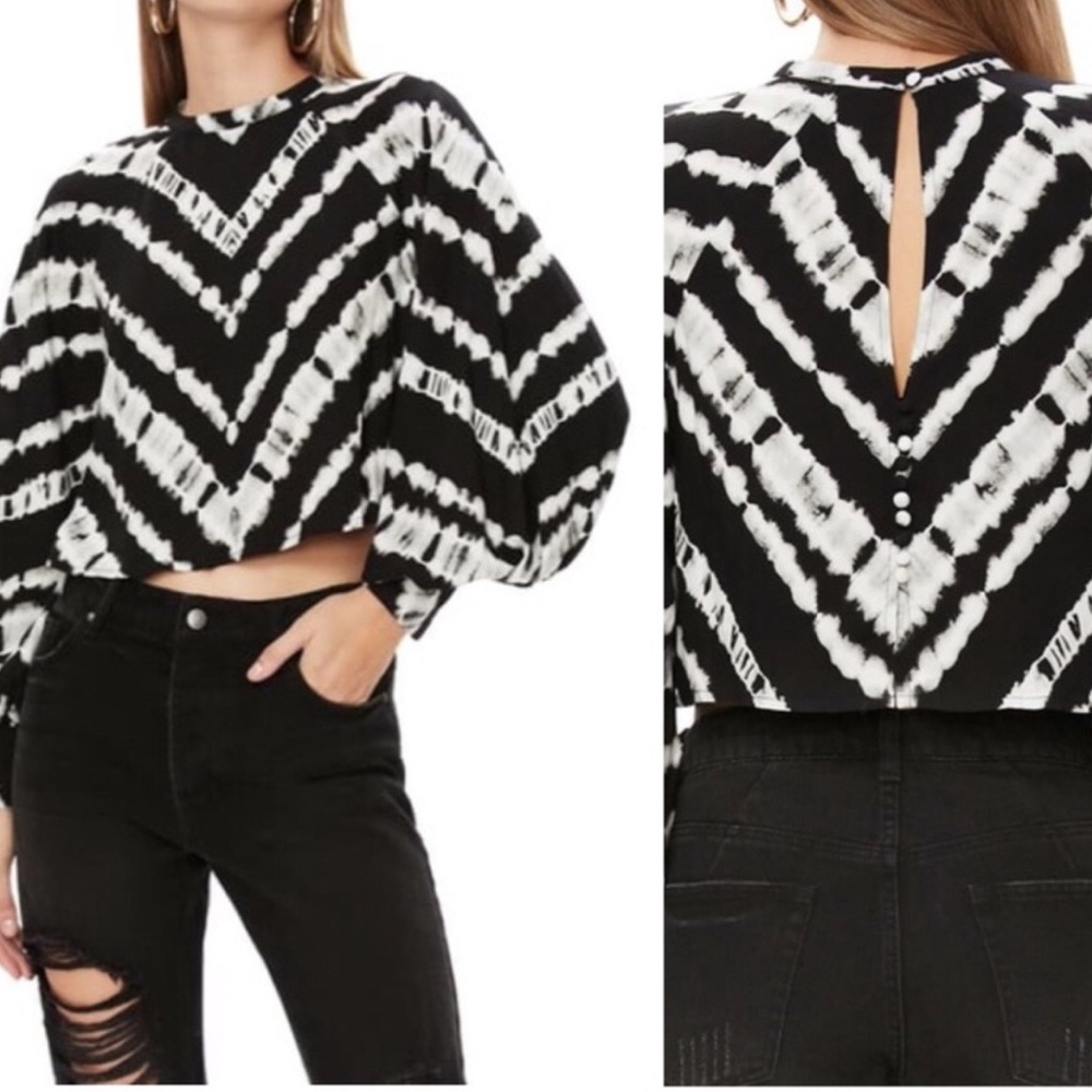 AFRM Black and White “The Chase” Crop Top